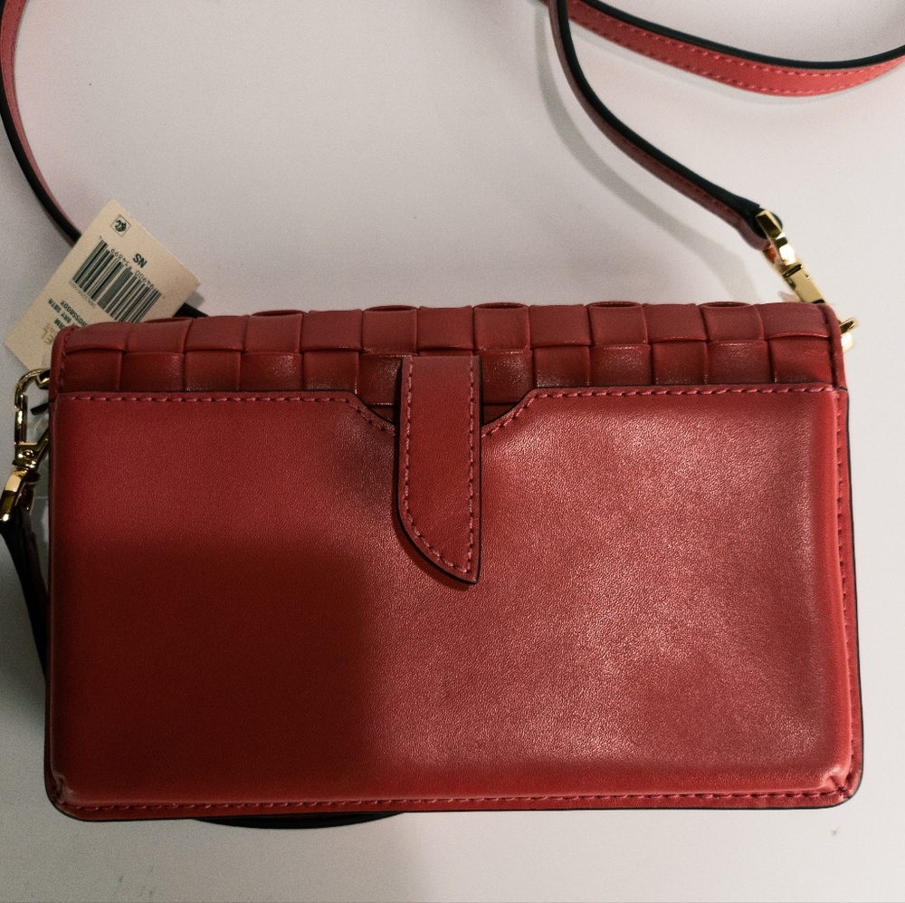 Michael Kors Jet Set Leather Woven Phone Crossbody - Picture 6 of 8